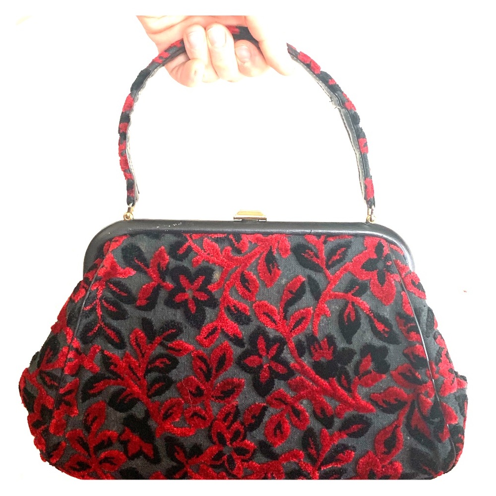 Vintage 60s chenille carpet tapestry bag